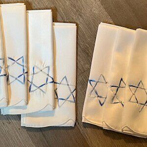 Set of 8 Embroidered Hanukkah Napkins
